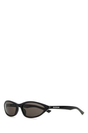 Balenciaga Black Logo Oval Sunglasses