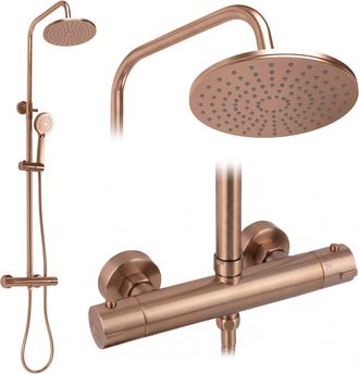 Rea Rea Conjunto De Ducha Con Termostato Parot Light Brush Copper
