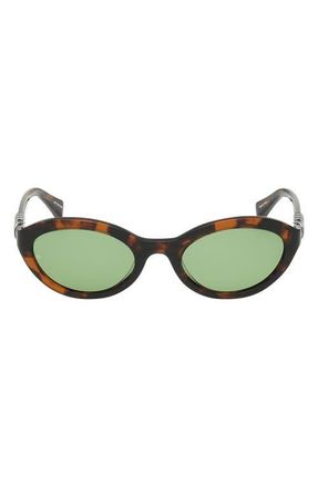 Rag & Bone 52mm Oval Sunglasses in Brown Crystal Tort/Green at Nordstrom