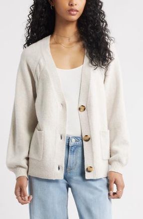 BP. Relaxed Everyday Cardigan in Beige Oatmeal Light Heather at Nordstrom Rack, Size Medium
