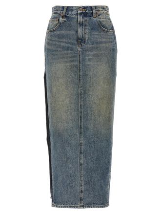 R13 Blue Cotton Mini Womens Skirt