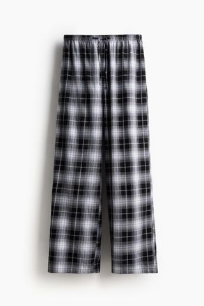 H&M Pyjamahose aus Baumwollflanell - Schwarz/Kariert
