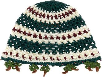 Alanui Green Crochet Beanie Cap