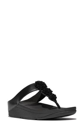 FitFlop Fino Beadie-button metallic toe-post sandals in Metallic Black at Nordstrom, Size 11