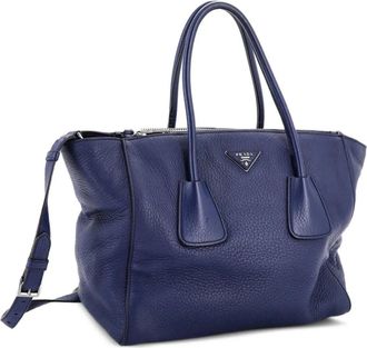 Prada Twin Pocket Leather Large tote bag - Blauw
