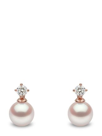 Yoko London Orecchini in oro rosa 18kt con diamanti e perle Akoya