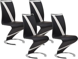 Vente-Unique Conjunto de 4 sillas TWIZY - Piel sint&eacute;tica - Negro con borde blanco
