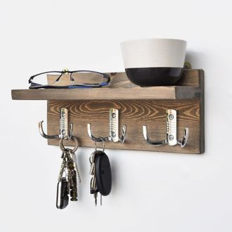Dmora Estante Masullas, Un Anaquel, Hecho A Mano, En Madera De Abeto, Tono Color Estructura Natural, 30x11x13h Cm Marr&oacute;n Natural