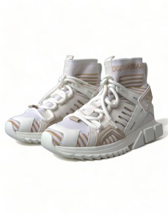 Dolce & Gabbana Womens White Beige Sorrento Socks Sneakers Shoes Viscose