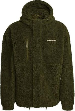 adidas Mens adidas originals Polar Fleece Wb Logo Embroidered Sports Hooded Jacket Dark Olive Green HN0389