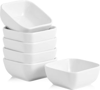 OEM Juego De 6 Cuencos De Cer&aacute;mica Para Salsas, Mini Cuencos Cuadrados De Porcelana De 85 Ml - Ideales Para Salsa De Tomate, Salsa De Soja Para Sushi, Bar