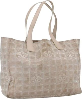 Chanel Pre-owned Tote Bags, female, Beige, Size: ONE SIZE Pre-owned Vintage Nylon Tote Bag