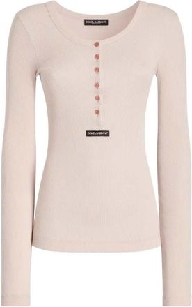 Dolce & Gabbana geribbeld katoenen Henley T-shirt