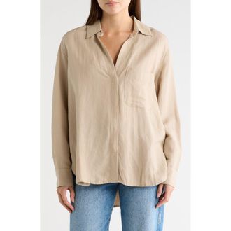 French Connection Birdie Oversize Linen Blend Button-Up Shirt in Wild Wheat at Nordstrom Rack, Size X-Small