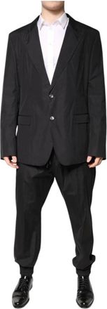 Dolce & Gabbana Luxe zijdegevoerd 2-delig pak - Heren - Business pakken - Zwart - 4XL - Katoen - Kostuums