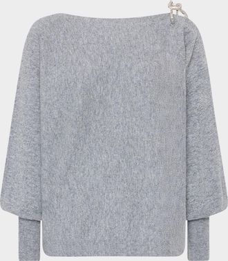 Milly Ida Cutout Embellished-Tie Sweater