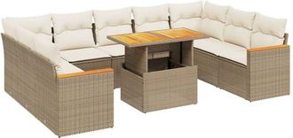 vidaXL Juego De Sof&aacute;s Jard&iacute;n Con Cojines Beige 10 Pzas Rat&aacute;n Sint&eacute;tico Vidaxl