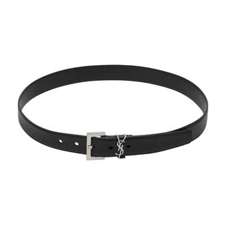 Saint Laurent Cassandre Belt - female - Saint Laurent - Belts - Black - 95 CM - Accessories