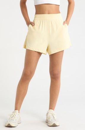 Zella Atlas High Waist Daily Shorts in Yellow Flan at Nordstrom, Size X-Small