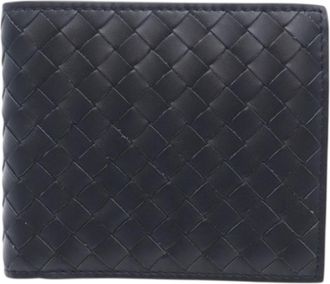 Bottega Veneta Navy Intrecciato Leather Wallet (Bi-Fold) (Pre-Owned)