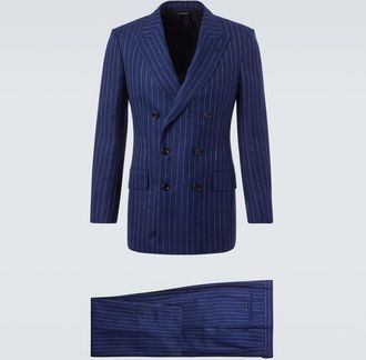 Tom Ford Chalk stripe wool, linen, and silk suit