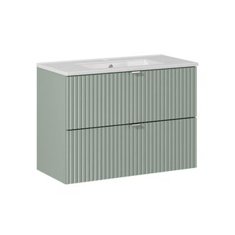 Petits Meubles Mueble lavabo encastrado 2 cajones estratificado Verde