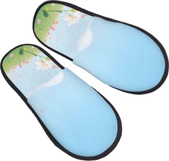 Generic Fluffy Slipper Spring Flower Sky Rustic Flowers Portable Womens Slippers Lightweight Cosy Womens Slippers Travel Bedroom M
