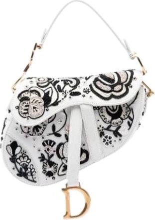 Dior Pre-owned Saddle Bag - Dames - Vintage Schoudertas - Wit - ONE Size - Leer - Vintage