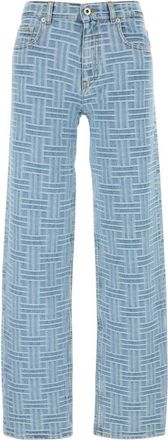 Kenzo Womens Embroidered Denim Jeans - Light Blue Cotton - Size 26 (Waist)