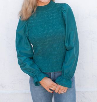 Marie Oliver Glennon Smocked Top In Teal