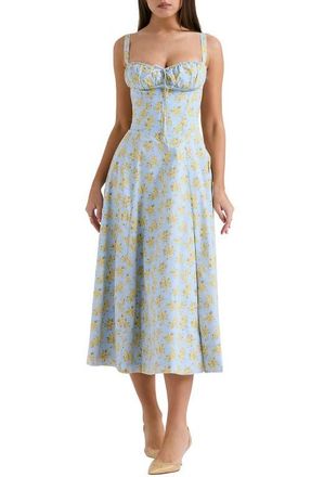 House of CB Carmen Bustier Sundress in Print Light Blue at Nordstrom, Size X-Small D