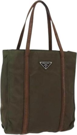 Prada Pre-owned Tote Bags, female, Green, Size: ONE SIZE Pre-owned Nylon Tote Bag