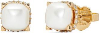 Kate Spade New York Little Luxuries 8mm Studs Womens Earring Cream/Gold, Brass/Cubic Zirconia