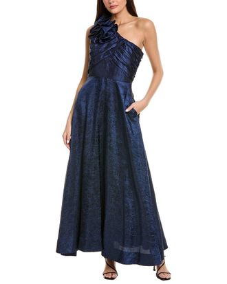 Tahari by ASL One-Shoulder Textured Gown