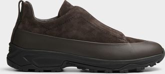 Ermenegildo Zegna Mens Triple Stitch TM espresso suede sneakers Men