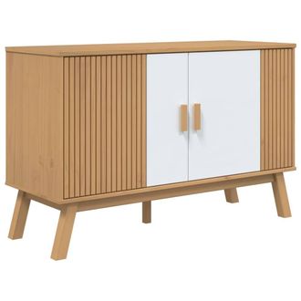 Berkfield Home Sideboard OLDEN White & Brown 114x43x73.5 cm Solid Wood Pine in Natural