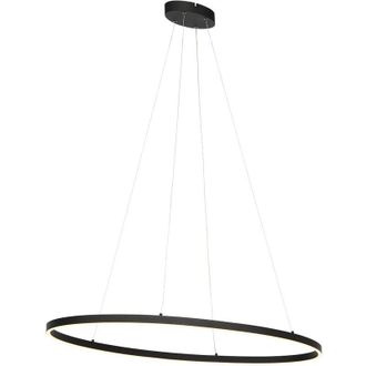 QAZQA Qazqa - Design Pendant Light Black Oval Incl. led 3-Step Dimmable - Ovallo