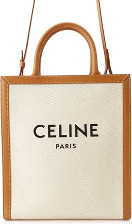 Celine Beige Brown Canvas Leather Handbag Shoulder Bag Tote Bag (Pre-Owned)