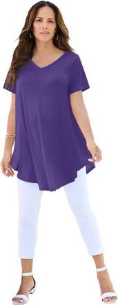 Roaman's Plus Size Ultra Drape V Neck Swing Tunic Top in Midnight Violet at Nordstrom, Size 20
