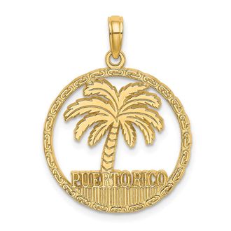 Diamond2Deal 14k Yellow Gold PUERTO RICO Palm Tree Charm