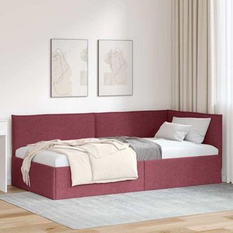 vidaXL vidaXL Cornice del letto ad angolo Rosso vino 90 x 190 cm Tessuto