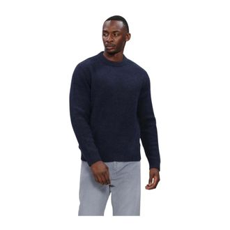 Selected Slmrai LS Knit Waffle Crew Neck - Heren - Truien - Blauw - Maat: L Wol