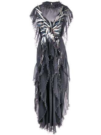 Alberta Ferretti Maxi-jurk met ruches - Grijs