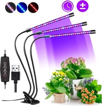 OEM L&aacute;mpara De Cultivo, 60 Led De Espectro Completo, L&aacute;mpara Hort&iacute;cola Ajustable Con Clip, Luz Para Plantas Con 3 Ajustes De Temporizador Y Funci&oacute;n De Enc