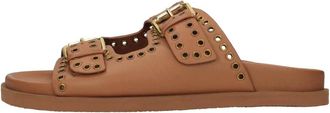 Elena Iachi Leren Muiltjes - Dames - Sandalen - Bruin - 40 EU - Leer - Schoenen