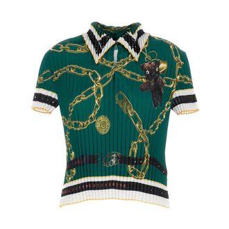 Acne Studios Polo Shirts, female, Green, Size: XS Pleated Printed Blouse