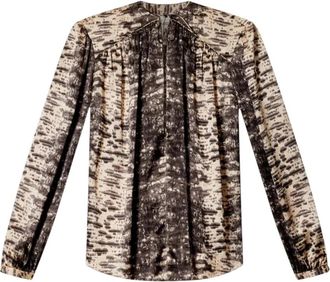 Isabel Marant Laraya Zijden Top - Dames - Blouses - Beige - 2XS - Satijn - Overhemden