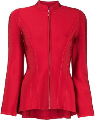 Herve Leroux peplum-hem jacket - women - Viscose/Elastane - 46 - Red