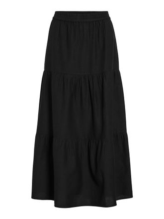 Vila Maxirock VILA VIPRISILLA HW ANKLE SKIRT - NOOS, Damen, Gr. 34, schwarz beauty, Web, Obermaterial: 50% Viskose, 40% Baumwolle, 10% Leinen, unifarben, r