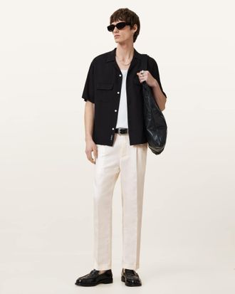 AllSaints Cross Tallis Linen Blend Slim Pants